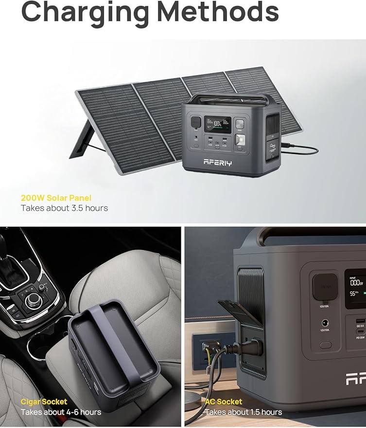 AFERIY Nomad800 Power Station with 200W ETFE Foldable bracket Solar Panels 512Wh Solar Generator for Camping CPAP RVs