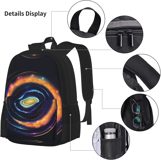 3pcs Backpack Sets Space Spiral Cosmic Energy Printed Backpacks Set With Lunch Bag Pencil Pouch