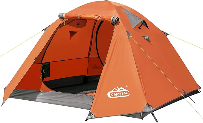 2-3 Person Backpacking Tent with Double Door 2 Vestibule Waterproof Windproof Lightweight Easy Set Up 3 Season 2 Man Two Person Tent for Camping Hiking Motorcycle Mountaineering with UPF 50+