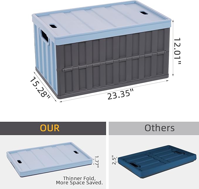 Citylife 64L Collapsible Storage Bins with Lids Plastic Storage Containers for Organizing Stackable Storage Box Large Heavy Duty Utility Crates 2 Packs