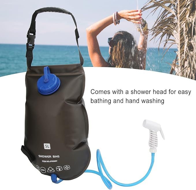 Drfeify 5L Portable Outdoor Shower Bag for Camping Hiking &amp Travel Food Grade TPU Drinking Water Storage Bath Kit