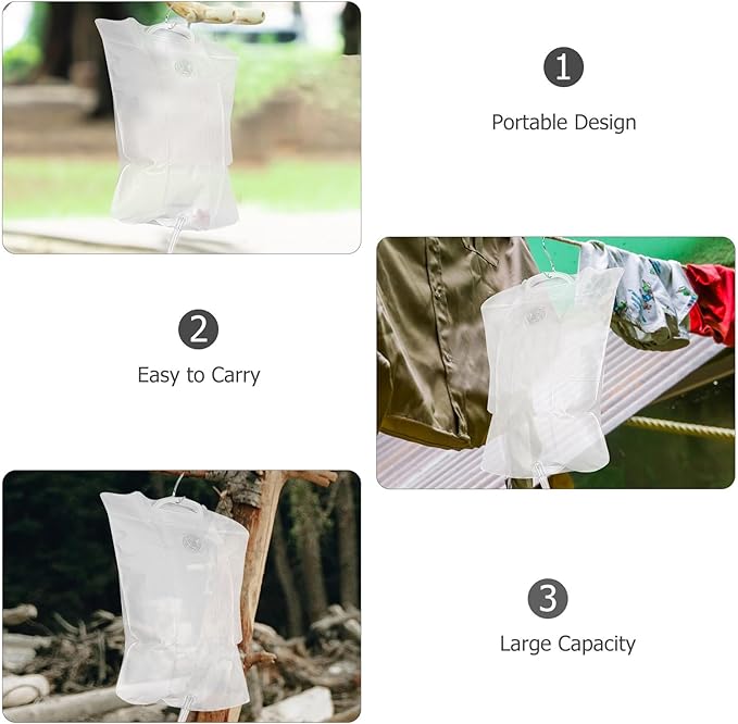 Portable Camping Shower Bag 10l Outdoor Camp Shower Water Storage Pouch with White Handle for Hiking and Backpacking