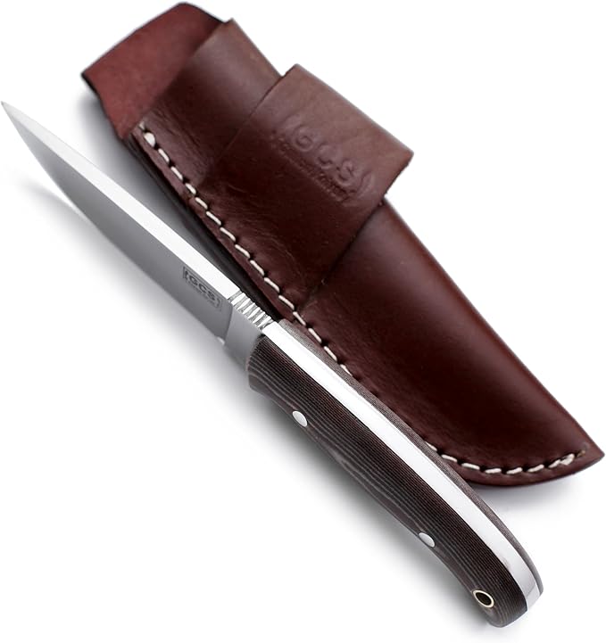 GCS Handmade D2 Steel Hunting Knife with Brown And White Micarta Handle Full Tang Blade and Leather Sheath for Hunting Hunting Camping Survival EDC-GCS 941