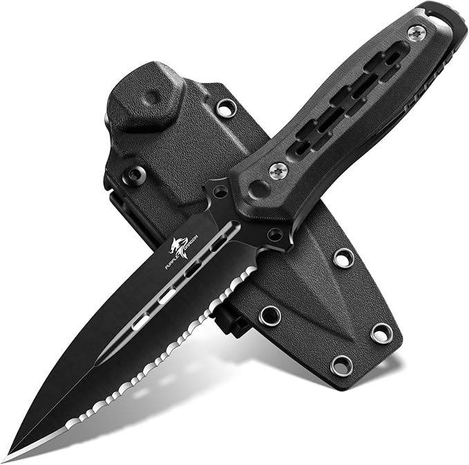 Purple Dragon Fixed Blade Knife with Kydex Sheath440C Steel Full Tang Outdoor Utility Knife with G10 Handle for Camping HikingBushcraft &amp Outdoor Use-Black