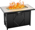 BALI OUTDOORS 42 inch Propane Fire Pit Patio Outdoor Fire Pit Table Large Black Firepits for Outside Rectangular
