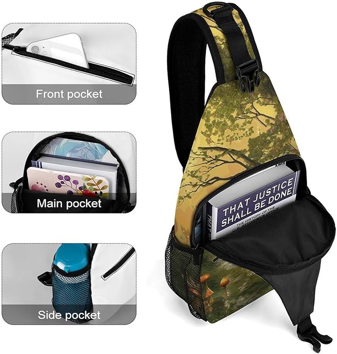 Chest Bag Chest Bag for Men Tactical Running Chests Pack Outdoor Sports Chests Bag Forest with Fairies Butterflies Elves Sling Backpack Women Suitable for Hiking Running Cycling And Shopping