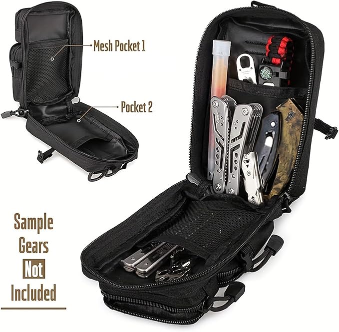 Tactical Waterproof Molle Pouch Compact EDC Tool Pouch Bag Mini Utility Shoulder Strap &amp Two D-Rings