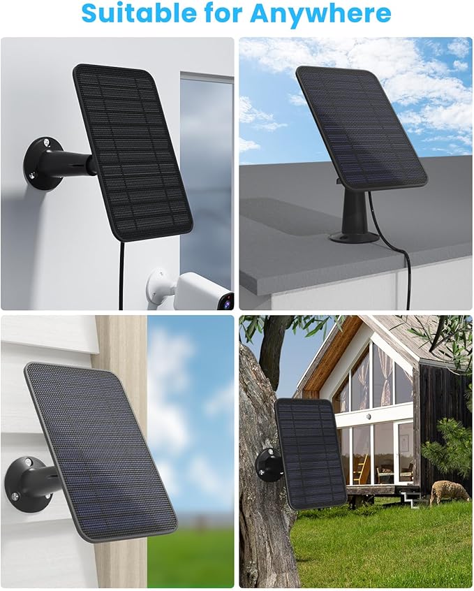 Solar Panel for Blink Outdoor 2K+/4(4th Gen)/Outdoor(3rd Gen) XT3 and XT2/XT Camera/Blink Outdoor Camera 5W Solar Panel Charger with Mount 13.1ft Cable Rubber Plug IP65 Waterproof 1 Pack