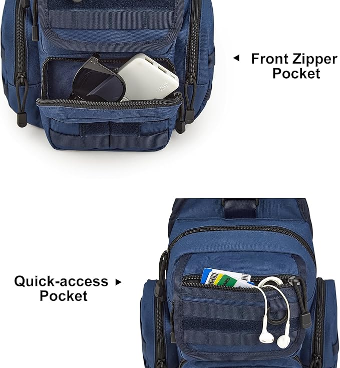 G4Free Tactical EDC Sling Bag Pack with Adjustable Holder Sling Shoulder Assault Range Backpack(Dark Blue)