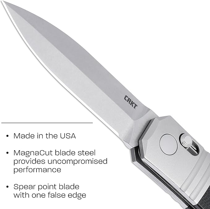CRKT Redemption Compact Everyday Carry Folding Knife with Crossbar Lock: MagnaCut Plain Edge Blade G10 Stainless Steel Handle Reversible Pocket Clip K550KXP