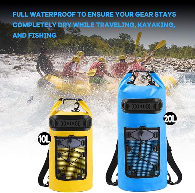 ACAGALA Floating Waterproof Dry Backpack 10L/20L PVC Drifting Bag for Rafting Outdoor Kayak Fishing