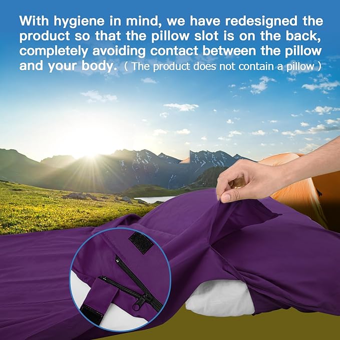 JAICOM Sleeping Bag Liner Travel Sheets &amp Adult Sleep Sack Ultralight and Portable Summer Sleeping Bag - Ideal for Backpacking Hotels and Hostels Business Trips Camping