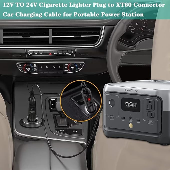 10Ft XT60i Car Charging Cable for EF ECOFLOW River Delta 3 2 Pro Max Plus Anker SOLIX Series DJI Power 1000 500 BLUETTI AC70 AC50B EB55 Allpowers &amp Many Portable Power Station with XT60/XT60i Plug