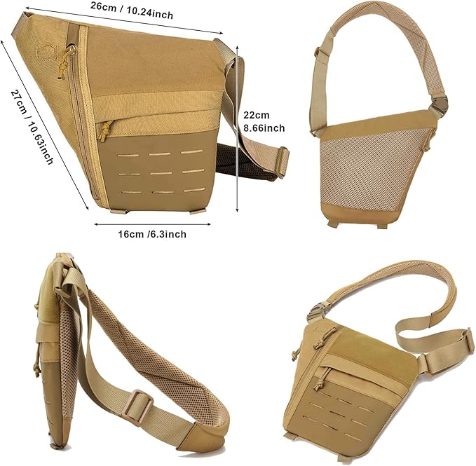 Concealed Carry Sling Bag for Men Chest Holster Bag of Pistols Anti-Thief Crossbody Daypack Personal Pocket Sling Pack