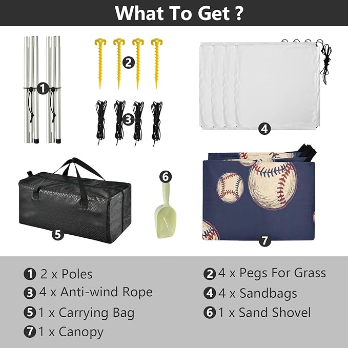 xigua Baseball Beach Tent Sun Shelter with Carrying Bag - Silver Coated Oxford Fabric Beach Canopy for Beach Camping Fishing - Includes Windproof Ropes Sandbags &amp Stakes