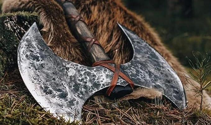 40 Handmade Double Head Berserker Axe Large Norse Axe Hand Forged Steel AxeDouble Blade Axe Forest Axes Hewing Axe Broad Axe Hunting Axe Dane Axe Black ISU08ZA