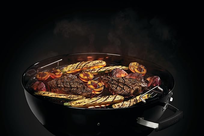 Napoleon NK18 Premium Charcoal Kettle Grill Black Porcelain-Enameled Lid and Bowl Chrome-Plated Cooking Grid