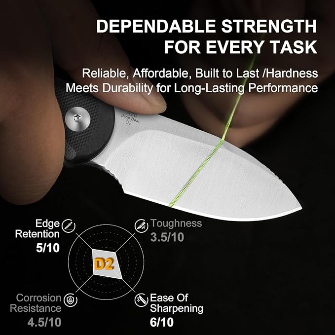 Kizer Drop Bear Fixed Blade Knife 2.57 D2 Satin Blade EDC Camping Knife with Black G10 Handle and Hidden Tools Outdoor Full Tang Hunting Survival Knives with Adjustable Kydex Sheath 1094M2