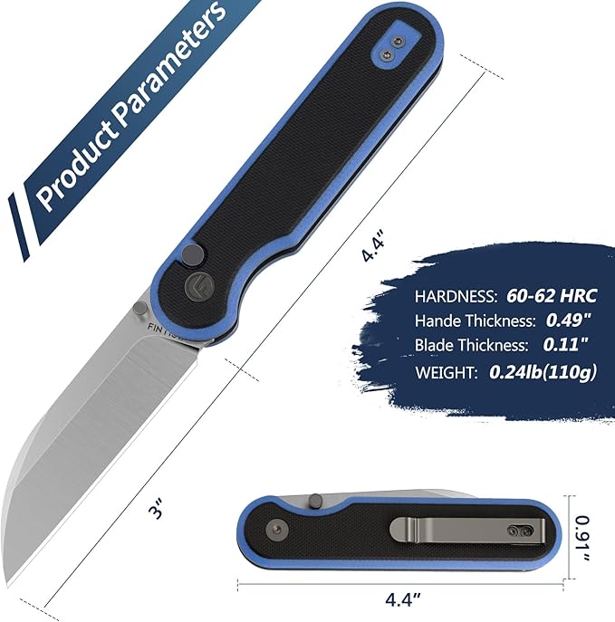 FINTISO Pocket Knife 3 14C28N Blade EDC Knife with G10 Handle Folding Knife with Pocket Clip for Outdoor Camping Hunting Hiking Survival Parrot Series