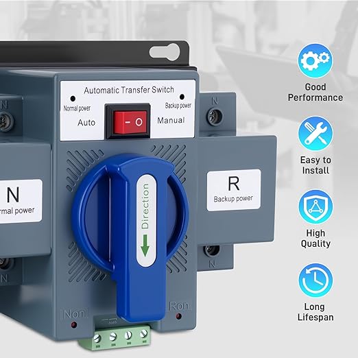 110V 63A 2P Dual Power Automatic Transfer Switch Dual Power Generator Changeover Switch Automatic &amp Manual Conversion Options ATS 50/60HZ AC-33iB