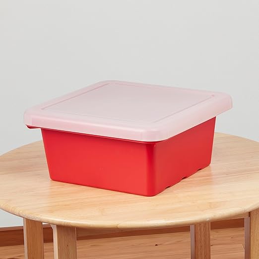 ECR4Kids Square Bin with Lid Storage Containers Red 2-Pack