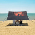 ALAZA Howling Wolf Red Moon Beach Tent Sun Shelter UPF50+ Protection Beach Shade Canopy w/ 4 Sandbags for Outdoor Camping Fishing Backyard Fun Picnic 10x9 ft