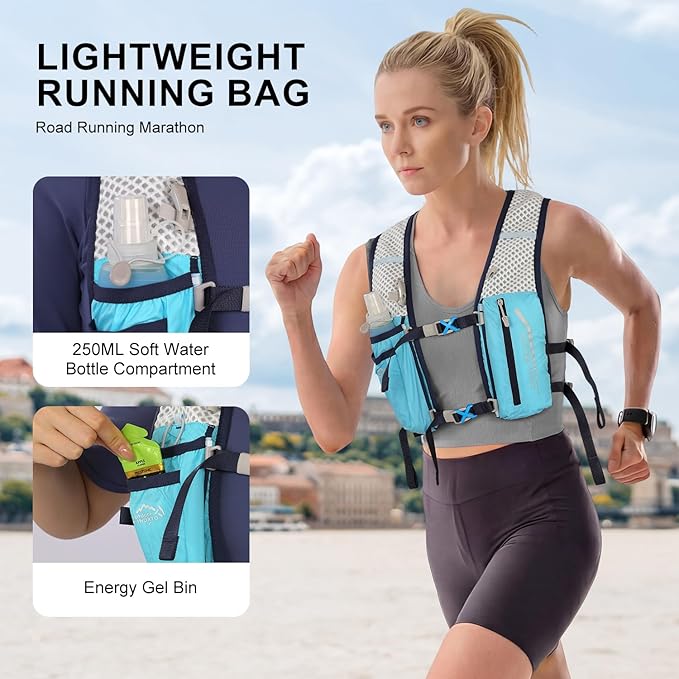 INOXTO Running Hydration Vest BackpackLightweight Insulated Pack with 1.5L Water Bladder Bag Daypack for Hiking Trail Running Cycling Race Marathon for Women Men