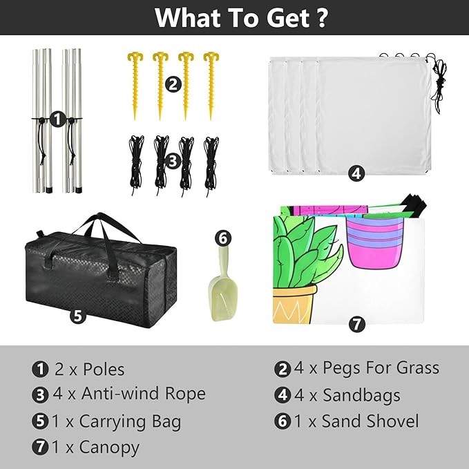 Beach Canopy with Windproof Ropes &amp Sandbags Beach Tent Sun Shade Sun Shelter for Camping Trips Fishing Backyard Fun or Picnics Cactus