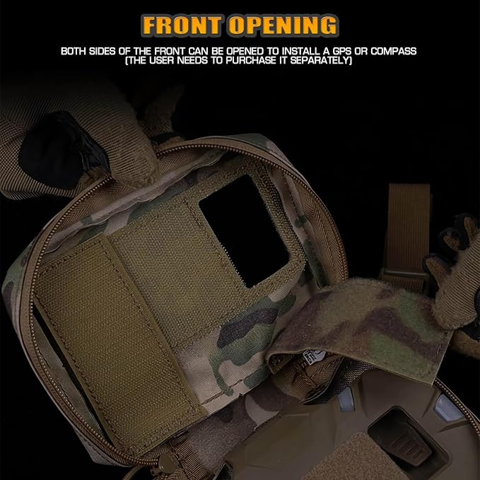Tactical Phone Chest Mount with Universal Molle Pouch Chest Vest Rig Bag Pack Molle Foldable Navigation Universal Phone Holder Board for Hunting
