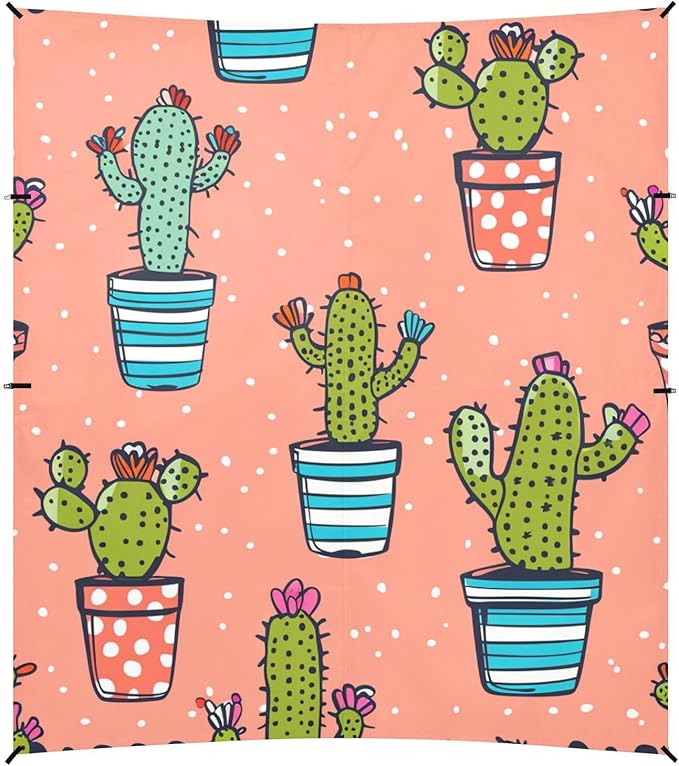 ALAZA Cute Cactus on A Summer Beach Tent Sun Shelter Portable Canopy Sunshade for Outdoor Camping Picnics Backyard Fun 10x9 ft