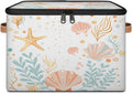 Storage Bin with Lid Ocean Shells Stackable Closet Storage Bins Decorative Bedroom Organizer Box Lidded Baskets Living Room Storages Boxes Cube Organizer Cute Container with Handles