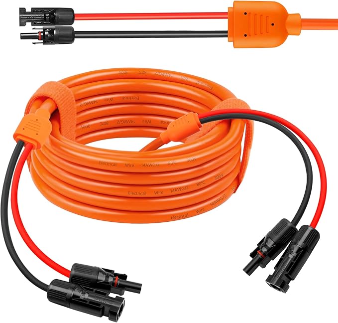 14 Gauge Solar Extension Cable 20FT 10AWG Solar Panel Cable with Female and Male Connectors 14AWG Red &amp Black Main Solar Wires Heavy Duty Outdoor Power Cord for RVPhotovoltaic Systems Generat