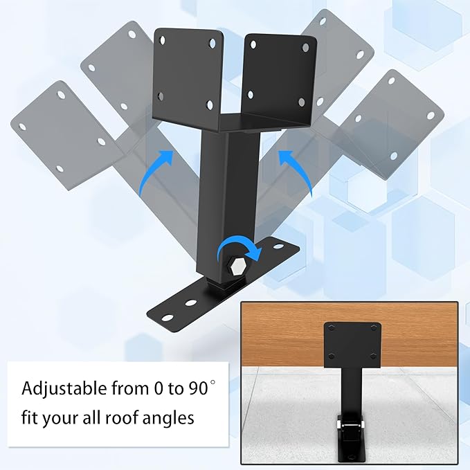 JEXALINE 3Pcs Roof Riser Brackets KitPergola Roof Riser Beam BracketHeavy Duty Pergola BracketsAdjustable Saddle Roof Riser Post for Gazebo -Includes Screws