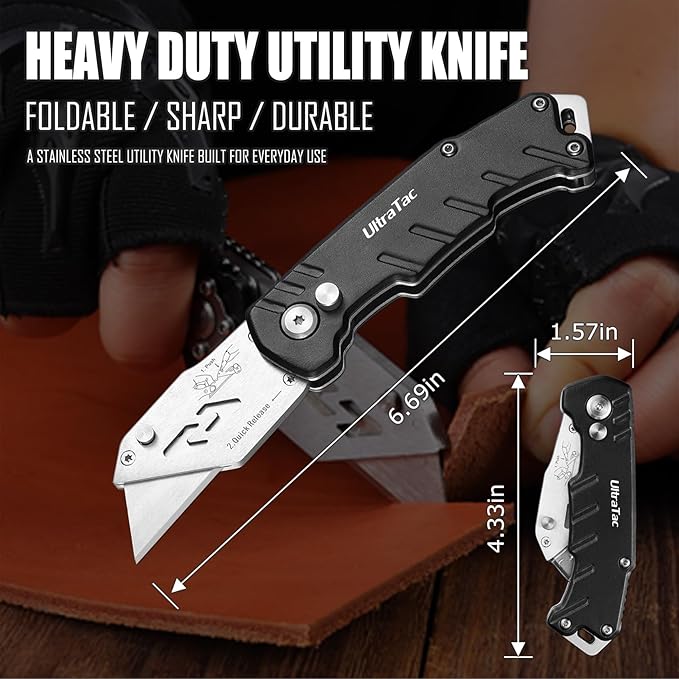 UltraTac Military Grade Multitool Gift Set for Men Compact Survival Kit for Car Emergency Birthday or Holiday Gift for Man Pocket EDC Tools for Camping Hiking &amp Quick Fixes - Stainless Steel