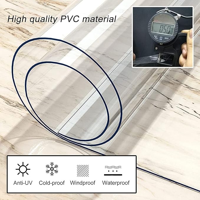 Outdoor Clear Waterproof Tarpaulin Curtains Weatherproof PVC Tarpaulin with Zipper Pergola Patio Porch Gazebo Transparent Side Panels with Grommets Customizable