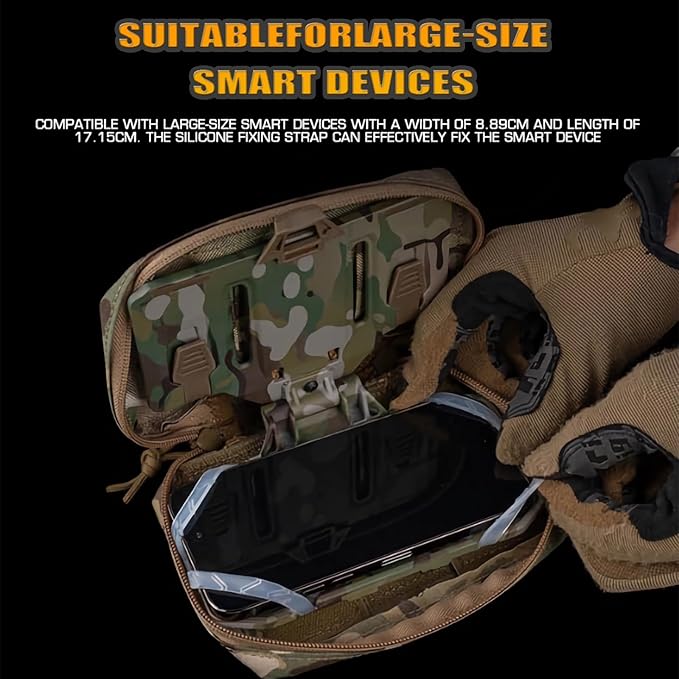 Tactical Phone Chest Mount with Universal Molle Pouch Chest Vest Rig Bag Pack Molle Foldable Navigation Universal Phone Holder Board for Hunting