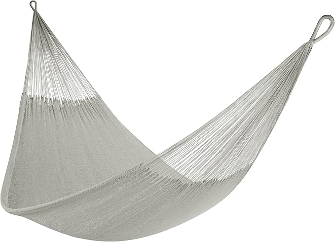 Handwoven Hammock by Yellow Leaf Hammocks - Double Size Fits 1-2 PPL 400lb max - Weathersafe Super Strong Easy to Hang Ultra Soft Artisan Made - Color: Grey