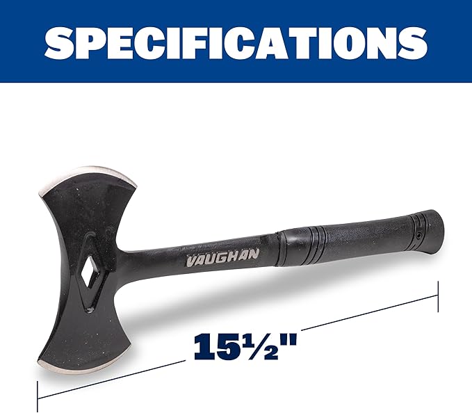 VAUGHAN Viking Stealth Axe Double Bit Hand Axe Steel Handle Shock Block Grip Made in the USA RSA16 VN32410