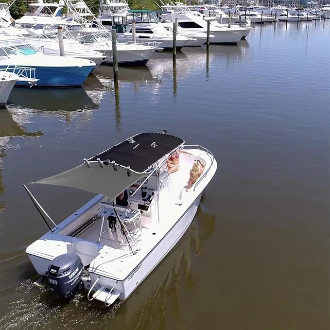 T Top Sun Shade Extension Kit Boat Sun Shade 800D Polyester Waterproof and UV Resistant Material with Stainless Steel Telescopic Shade Poles Gray Size7:A=102 B=78 C=66