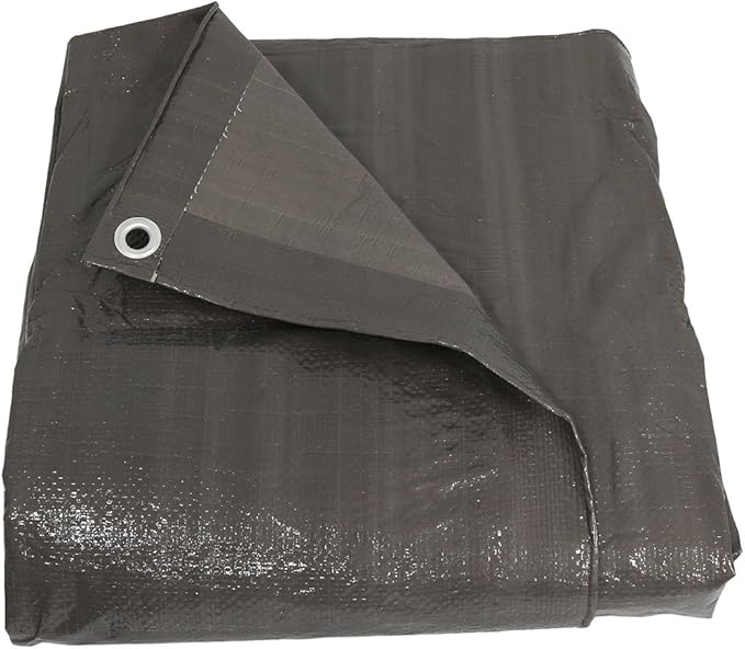 Sunnydaze 12 x 16 Foot Plastic Reversible Heavy-Duty Multipurpose Tarp - Laminated on Both Sides - Dark Gray