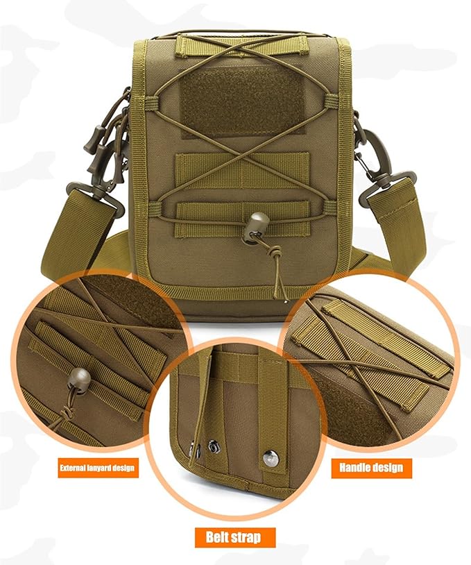 Multi-Purpose Tactical Molle Utility Pouches Compact Waist Pack Military Water-Resistance Casual Satchel Bag Fanny Pack(Black)