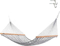 Hatteras Hammocks Small Navy Oatmeal Heirloom Tweed DuraCord Rope Hammock – 11 ft. x 45 in. 450 lb Capacity Cumaru Spreader Bar Zinc-Plated Hardware Handcrafted in The USA