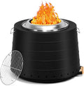 HOMREST 20” Smokeless Firepit with Removable Ash Pan 304 Stainless Steel Outdoor Fire Pit for Outside Wood Burning Portable Fire Pit for Patio Camping Backyard