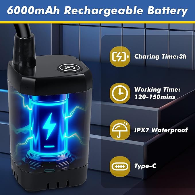 Fohil Portable Shower for Camping 6000mAh Rechargeable Portable Outdoor Shower with Digital Display IPX7 Waterproof Outdoor Camp Pump for Camping Beach Hiking Travelling Pet Cleaning