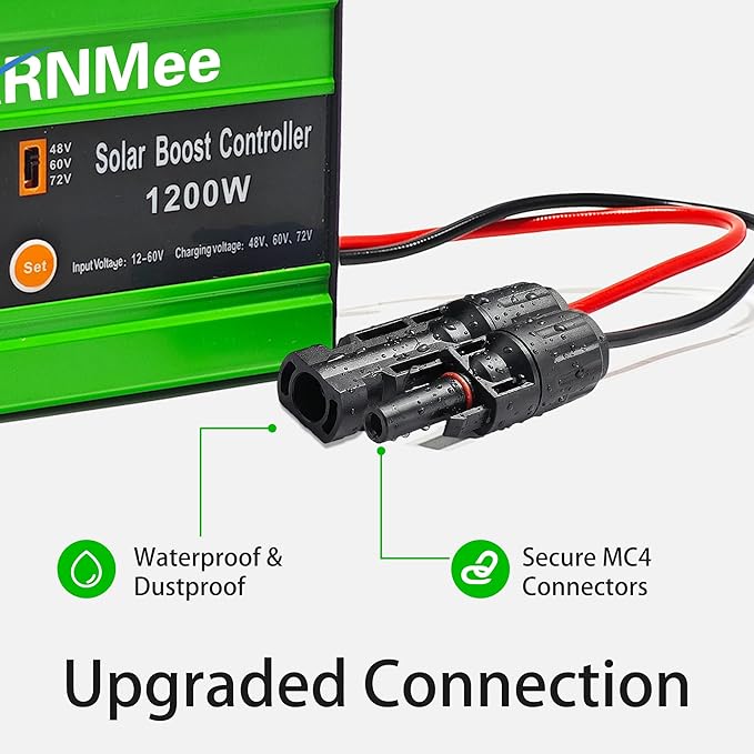 30A Boost MPPT Solar Charge Controller 72V/60V/48V 1200W Controller with LCDOutput Max 15A for LiFePO4/Lithium/Lead Acid Battery for RV/Solar System/Golf CartSmart Cooling &amp Full Protection