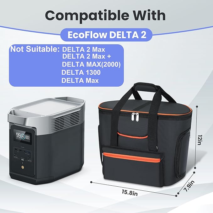Carrying Bag Compatible with ECOFLOW DELTA 2 Power Station Carrying Bag Soft Padded with Shoulder Strap &amp Handle Portable Generator Cover Compatible with Ecoflow Delta 2 for Outside