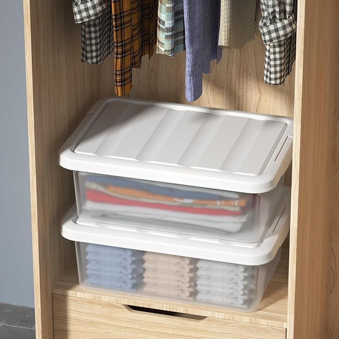 14 Quart Plastic Clear Storage Bin Stackable Latching Box with Lid 2 Packs