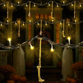Halloween Indoor Outdoor 6FT Lights Decor 26LED Hanging Skeleton Skull Bones String Lights Battery Operated Spooky Halloween Wreath Door Patio Party Decoration