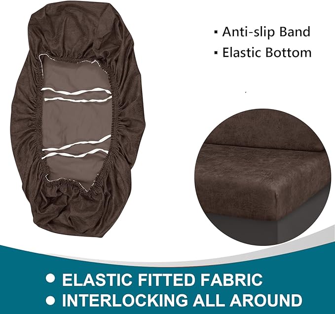 KRFOONN Stretch RV Dinette Cushion Covers Leather Look Camper Cushions Covers Replacement Couch Cushion Slipcovers Loveseat Slipcovers for Travel Trailer Couch (2 Backrest Cover &amp 2 Bench Cover T