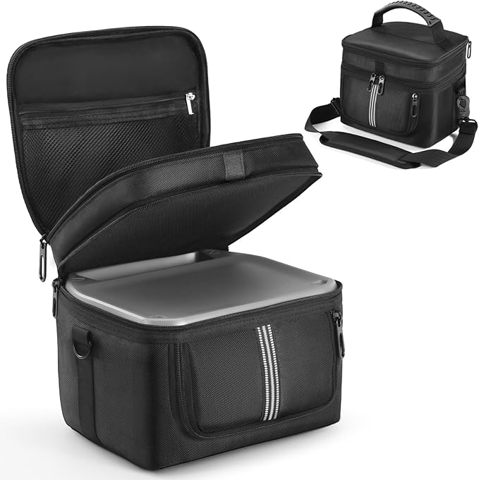 Portable Power Station Carrying Case Compatible with ECOFLOW RIVER 2 Power Station Generator Protective Shoulder Storage Bag Cover with Pocket for Outdoor Travel Camping Charging Accessories